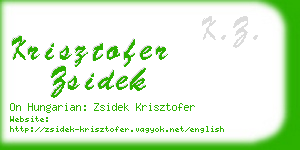 krisztofer zsidek business card